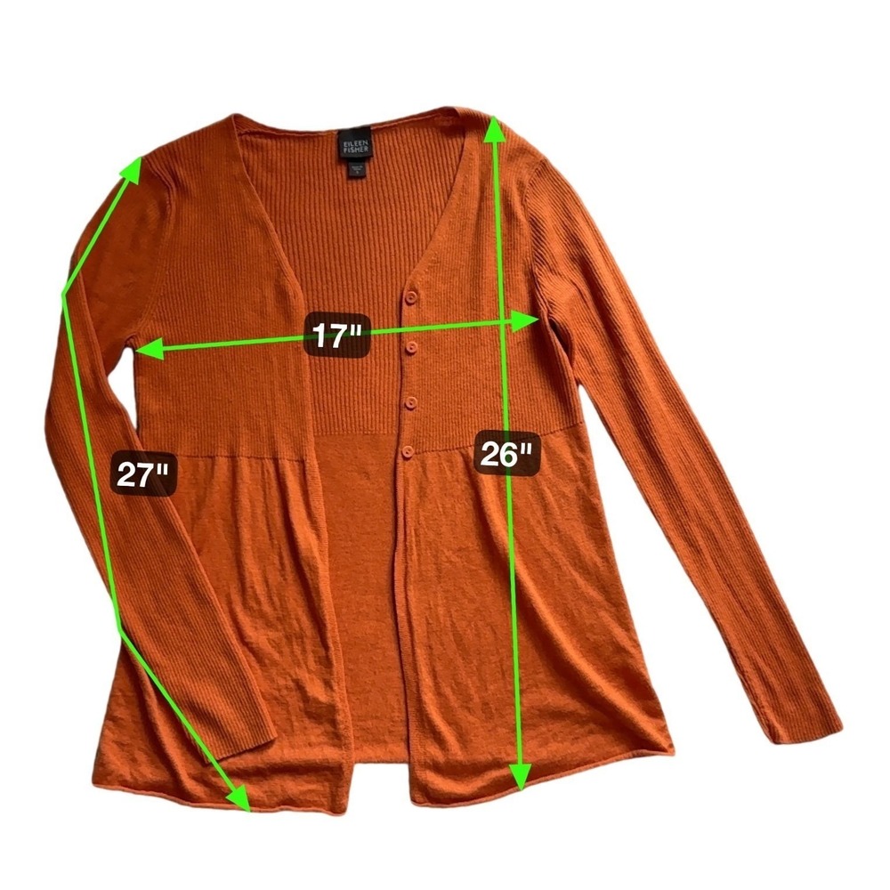 Eileen Fisher XS/S‎ Silk Cashmere Knit Cardigan Tank Top Set Orange Sweater Cozy - Picture 8 of 11